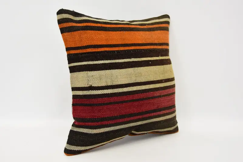 Sofa Pillow Sham, Handmade Rug Seat Cushion, Kilim Pillow Cover, Pillow Cover, 12x12 Brown Cushion Cover, Kilim Pillow, Pillow for Couch - 3