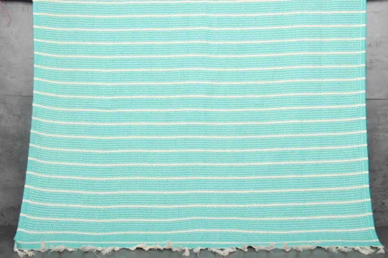 Custom Beach Towel Striped Benetton Green Organic Cotton, 40x71 Inches