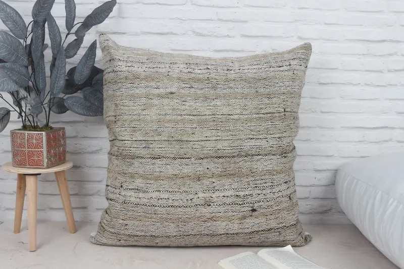 Vintage Pillow, 28x28 Beige Pillow Cover, Pillow Sham, Garden Cushion, Turkish Pillow, Neutral Pillow Sham, Boho Pillow Sham Cover - 1