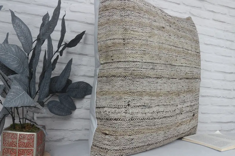Vintage Pillow, 28x28 Beige Pillow Cover, Pillow Sham, Garden Cushion, Turkish Pillow, Neutral Pillow Sham, Boho Pillow Sham Cover - 3