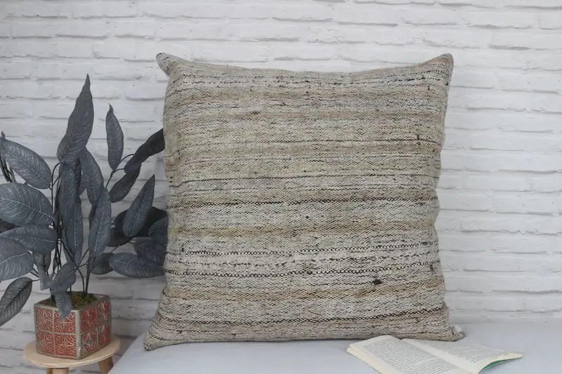 Vintage Pillow, 28x28 Beige Pillow Cover, Pillow Sham, Garden Cushion, Turkish Pillow, Neutral Pillow Sham, Boho Pillow Sham Cover - 2