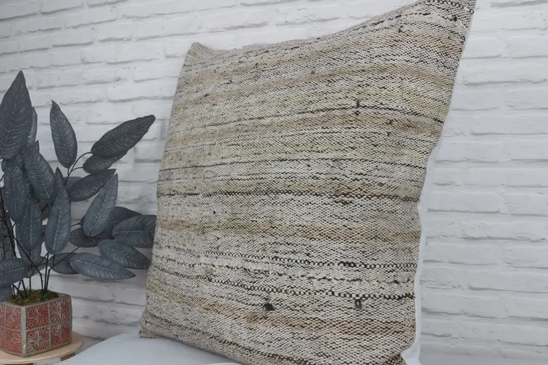 Vintage Pillow, 28x28 Beige Pillow Cover, Pillow Sham, Garden Cushion, Turkish Pillow, Neutral Pillow Sham, Boho Pillow Sham Cover - 4