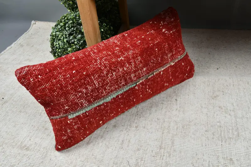 12x24 Red Pillow Sham, Gift Pillow, Vintage Kilim Throw Pillow, Pillow, Ethnic Throw Cushion, Authentic Cushion, Turkish Pillow - 7