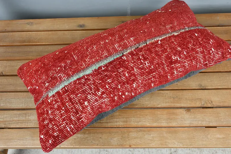 12x24 Red Pillow Sham, Gift Pillow, Vintage Kilim Throw Pillow, Pillow, Ethnic Throw Cushion, Authentic Cushion, Turkish Pillow - 2