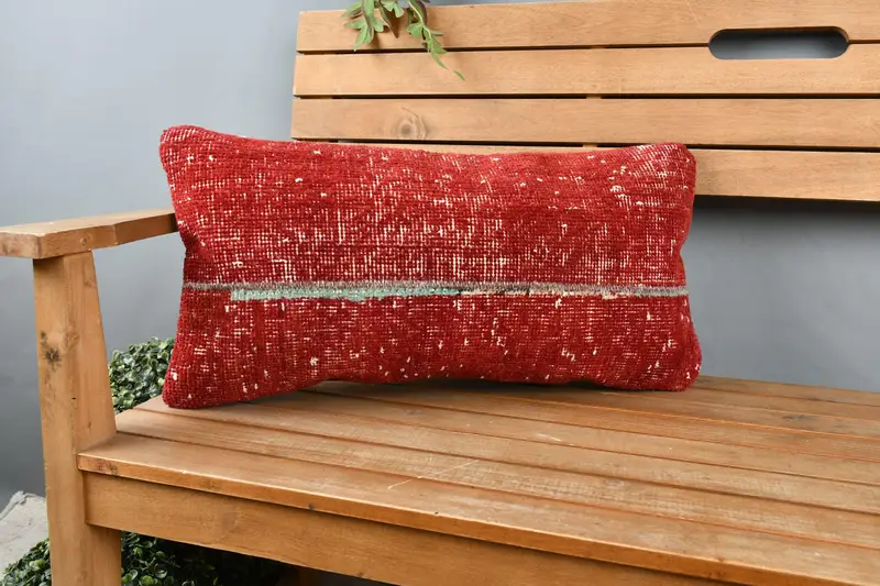 12x24 Red Pillow Sham, Gift Pillow, Vintage Kilim Throw Pillow, Pillow, Ethnic Throw Cushion, Authentic Cushion, Turkish Pillow - 1