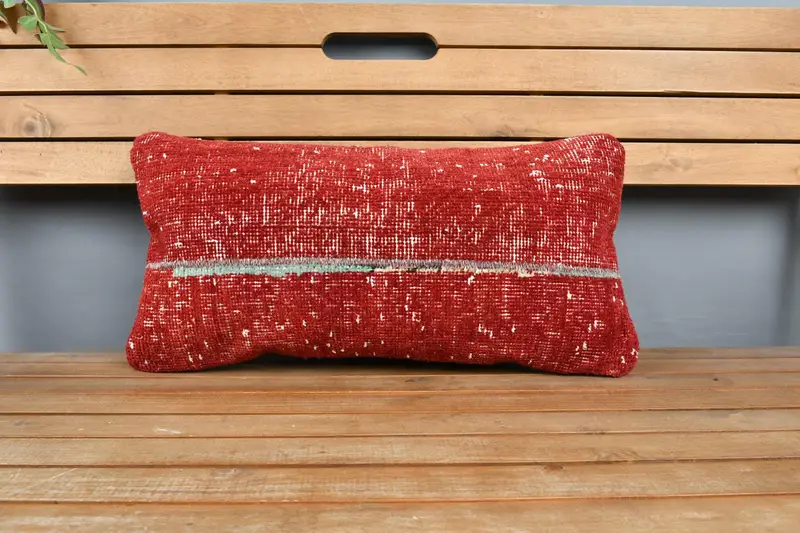 12x24 Red Pillow Sham, Gift Pillow, Vintage Kilim Throw Pillow, Pillow, Ethnic Throw Cushion, Authentic Cushion, Turkish Pillow - 6