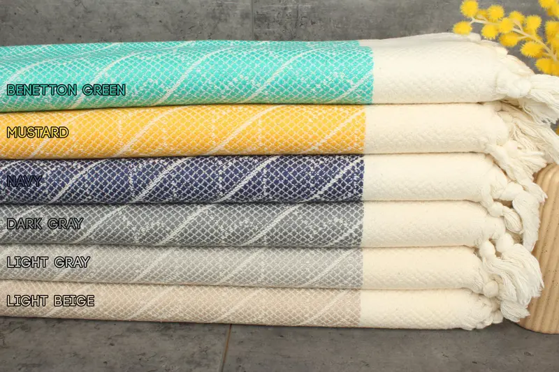 Geometric Tea Towel Cotton Personalized, Beige, 18x36 Inches