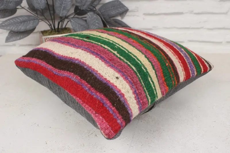 Natural Cushion Case, Bolster Pillow Case, Turkish Pillow, Pillow Cover, 14x14 Red Cushion Cover, Boho Pillow Sham Cover, Pillow for Couch - 6
