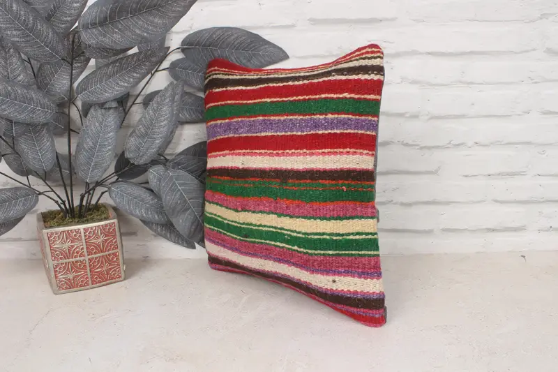 Natural Cushion Case, Bolster Pillow Case, Turkish Pillow, Pillow Cover, 14x14 Red Cushion Cover, Boho Pillow Sham Cover, Pillow for Couch - 4