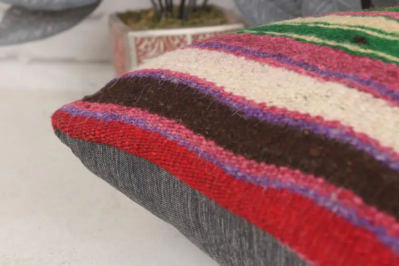 Natural Cushion Case, Bolster Pillow Case, Turkish Pillow, Pillow Cover, 14x14 Red Cushion Cover, Boho Pillow Sham Cover, Pillow for Couch - 7