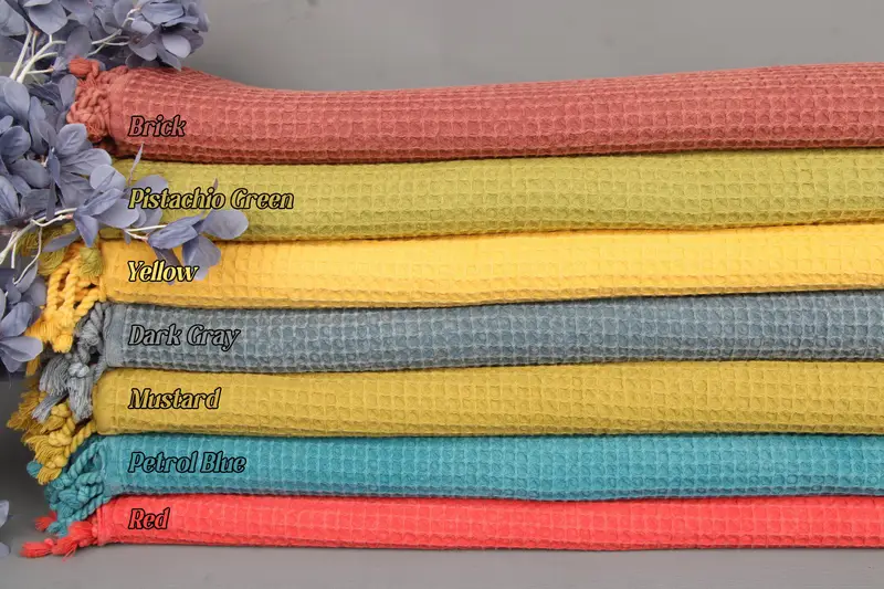 Woven Throw Blanket, 67x91 Cotton Floral Waffle Blanket, Single XL