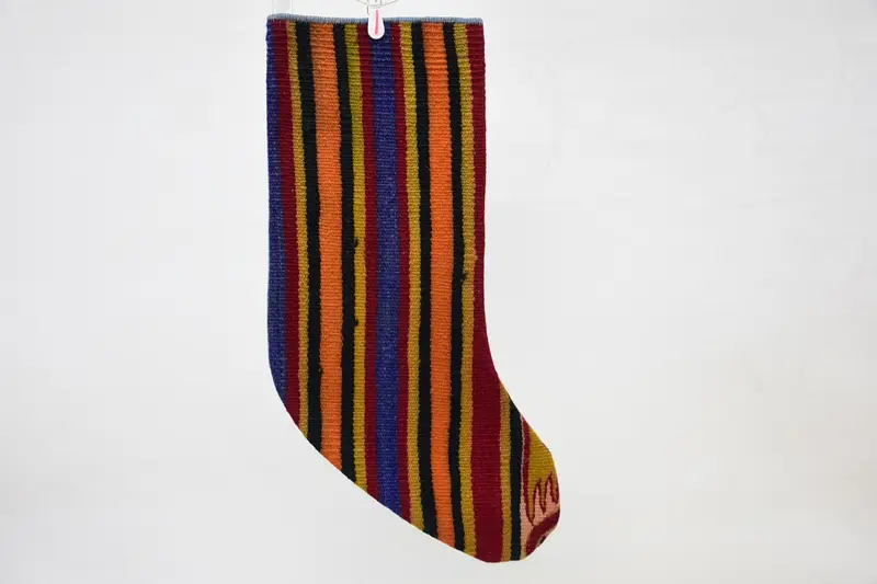 Festive Christmas Ornaments Pattern, 14 Inch Orange and Red Stocking