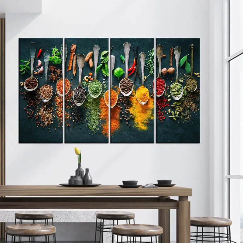 Spices Wall Art, Indian Spices Canvas, Dining Room Decor, Canvas Wall Art, Kitchen Decor, Food Wall Art, Contemporary Wall Decor, Canvas Art - 3