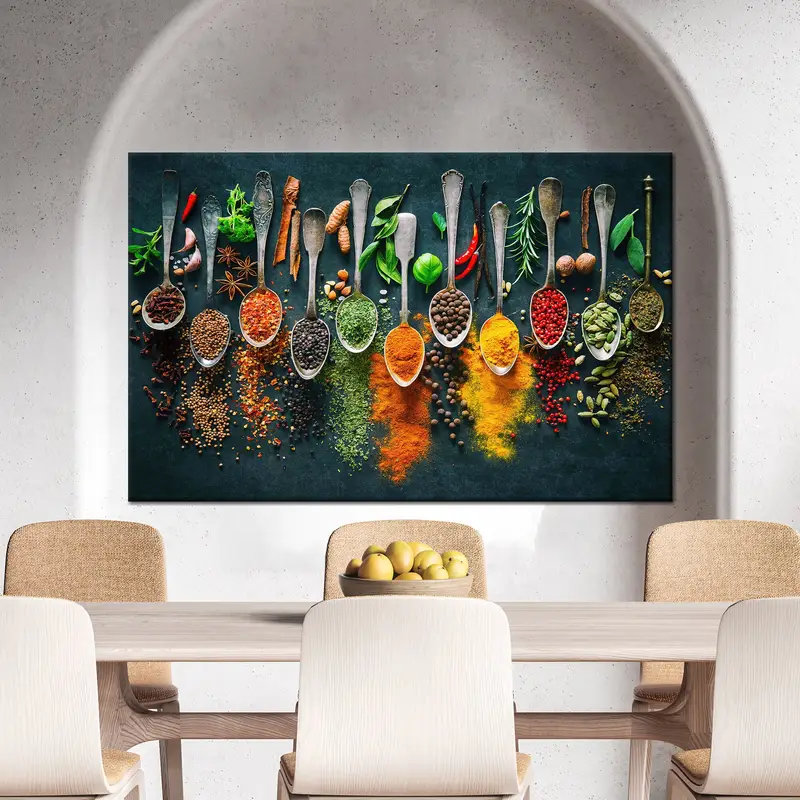 Spices Wall Art, Indian Spices Canvas, Dining Room Decor, Canvas Wall Art, Kitchen Decor, Food Wall Art, Contemporary Wall Decor, Canvas Art - 5