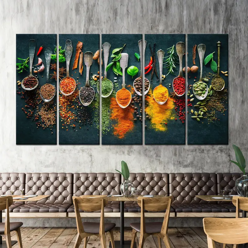 Spices Wall Art, Indian Spices Canvas, Dining Room Decor, Canvas Wall Art, Kitchen Decor, Food Wall Art, Contemporary Wall Decor, Canvas Art - 1