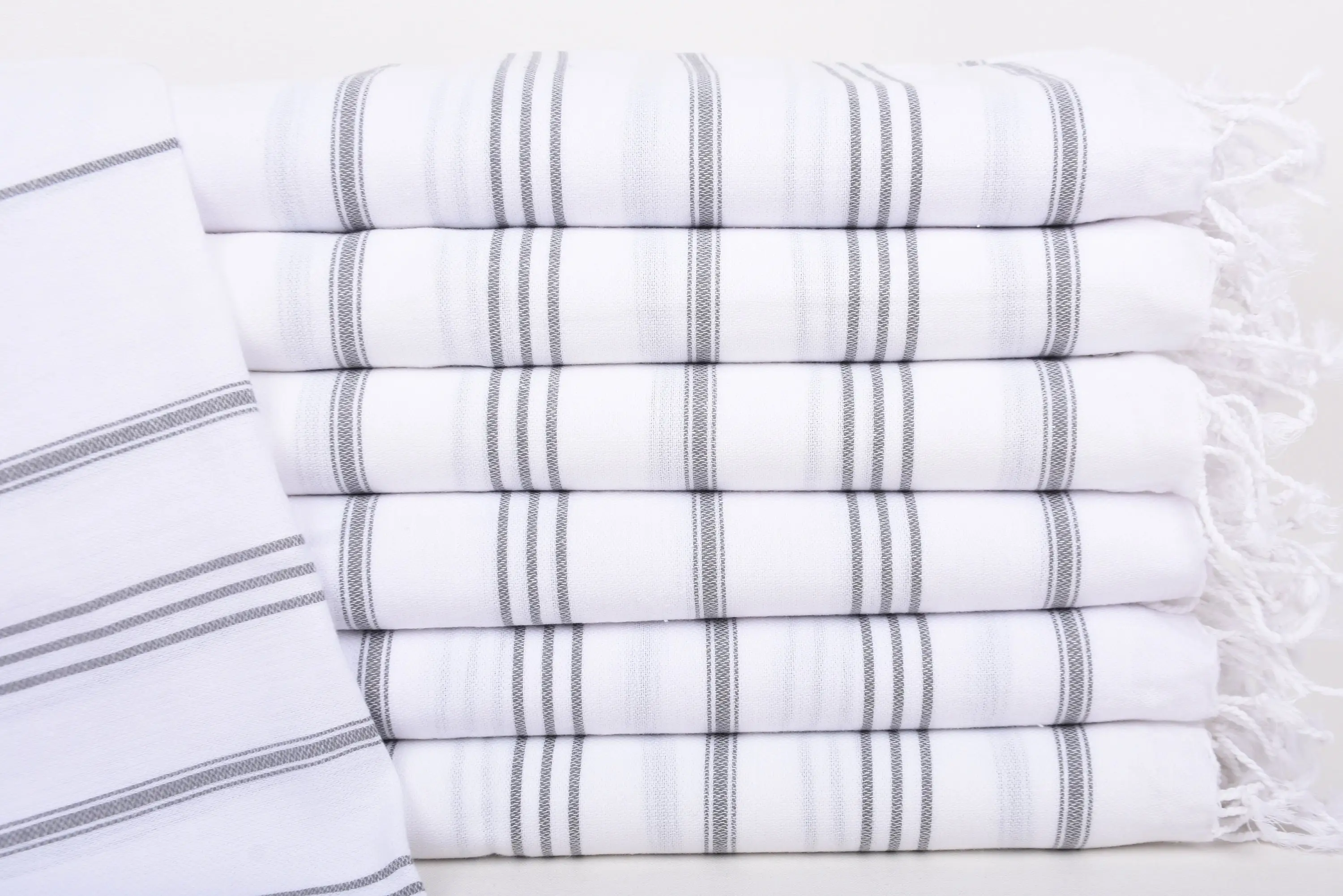 Beach Size Personalized Turkish Organic Cotton Towel, Dark Gray Stripes, 24x40 Inches - 1