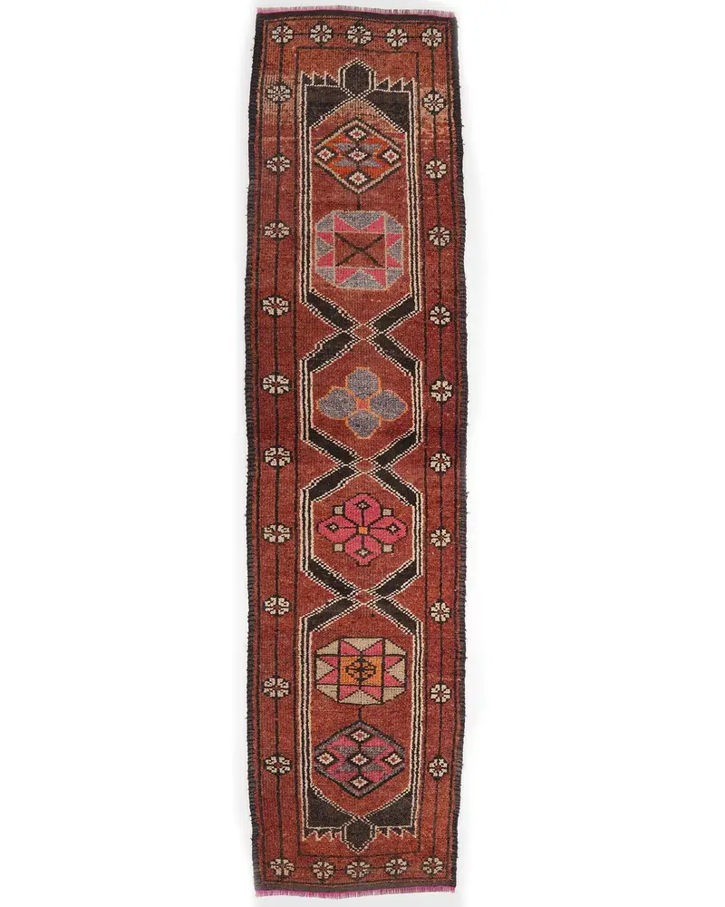 Gökkuşağı Halı, 2,9x12,3 ft Bitki ve Ağaç Desenli