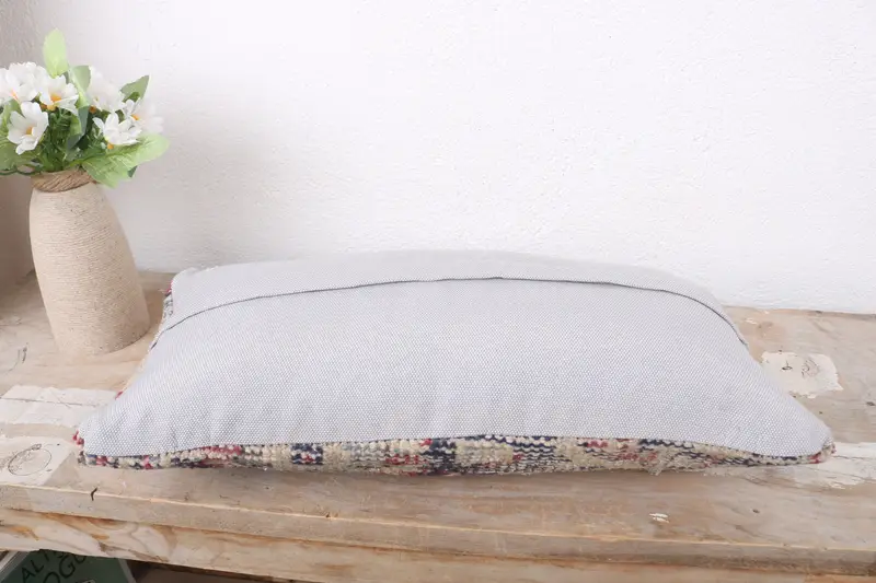 Throw Kilim Pillow, Handmade Kilim Cushion, Handwoven Cushion Cover, 8x16 Red Cushion, Cushion Cover, Ethnical Kilim Rug Pillow - 7
