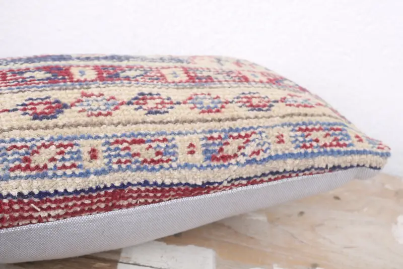 Throw Kilim Pillow, Handmade Kilim Cushion, Handwoven Cushion Cover, 8x16 Red Cushion, Cushion Cover, Ethnical Kilim Rug Pillow - 6