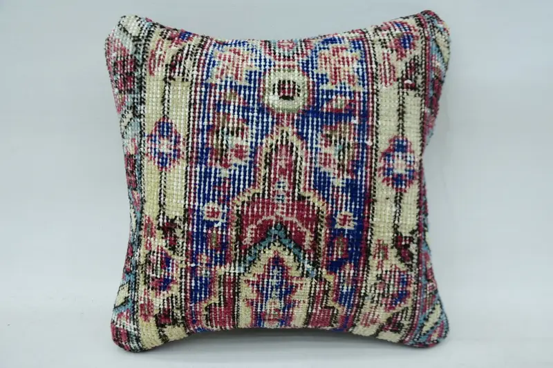 Turkish Blue Cushion Case, Wool Gift 12x12 inch Pillow Sham - 1
