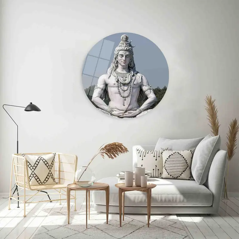 神聖なシヴァ神キャンバス: ヒンドゥー教の彫像アートプリント、室内装飾用