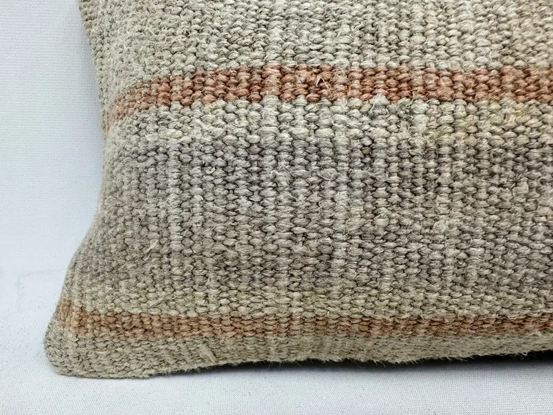 8x16 Gray Pillow Sham, Cushion Cover, Ethnical Kilim Rug Pillow, Living Room Throw Cushion, Pillow for Sofa, Vintage Kilim Pillow - 2