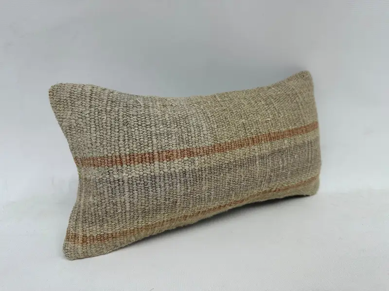 8x16 Gray Pillow Sham, Cushion Cover, Ethnical Kilim Rug Pillow, Living Room Throw Cushion, Pillow for Sofa, Vintage Kilim Pillow - 3