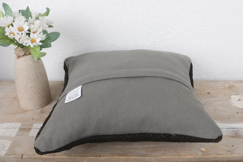 Throw Kilim Pillow, Gift Pillow, Cushion, 12x12 Black Pillow Cover, Handmade Rug Seat Cushion, Knitted Pillow Case, Custom Pillow, Turkish Pillow - 7