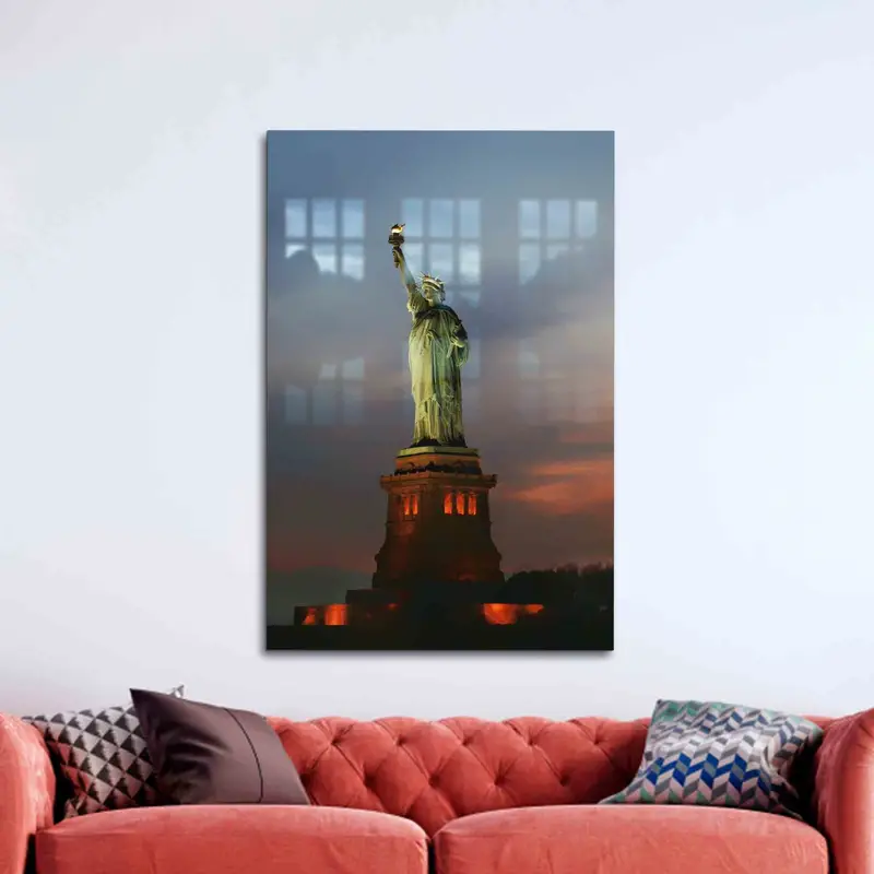 エレガントなプリントガラス: ニューヨークの風景と自由の女神