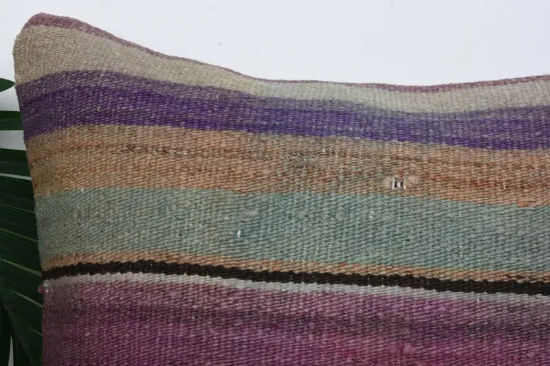 Ethnical Kilim Rug Pillow, Outdoor Throw Pillow Cover, Kilim Pillow, Pillow Case, 16x16 Purple Cushion Cover, Vintage Kilim Pillow - 2