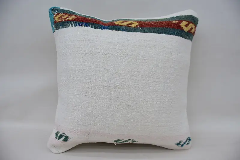 Vintage Kilim Throw Pillow, Home Decor Pillow, Cushion, 16x16 White Pillow Cover, Accent Cushion Cover, Bed Pillow Case, Gift Pillow - 4