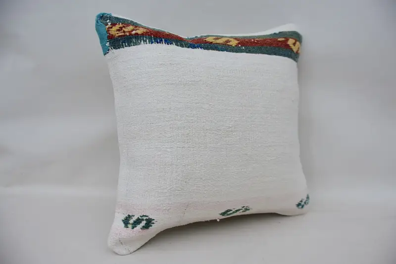 Vintage Kilim Throw Pillow, Home Decor Pillow, Cushion, 16x16 White Pillow Cover, Accent Cushion Cover, Bed Pillow Case, Gift Pillow - 2