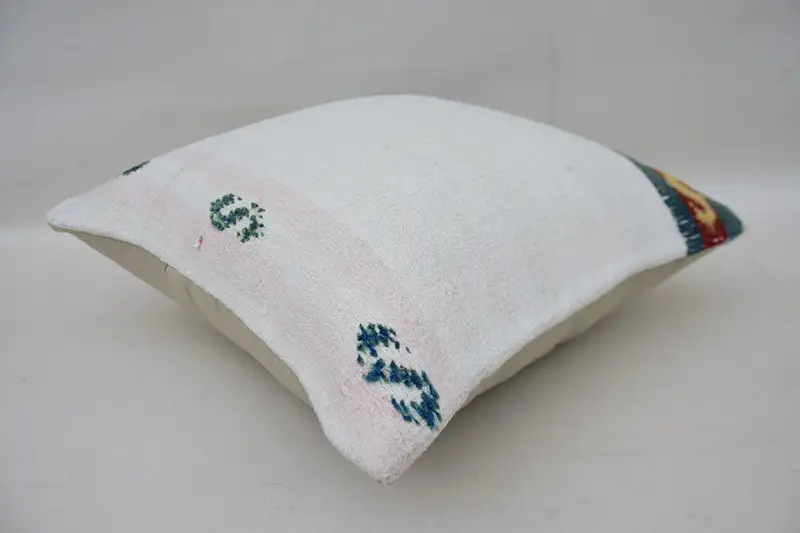 Vintage Kilim Throw Pillow, Home Decor Pillow, Cushion, 16x16 White Pillow Cover, Accent Cushion Cover, Bed Pillow Case, Gift Pillow - 6