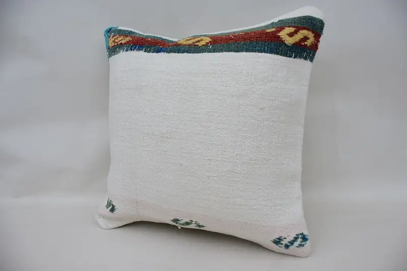 Vintage Kilim Throw Pillow, Home Decor Pillow, Cushion, 16x16 White Pillow Cover, Accent Cushion Cover, Bed Pillow Case, Gift Pillow - 3