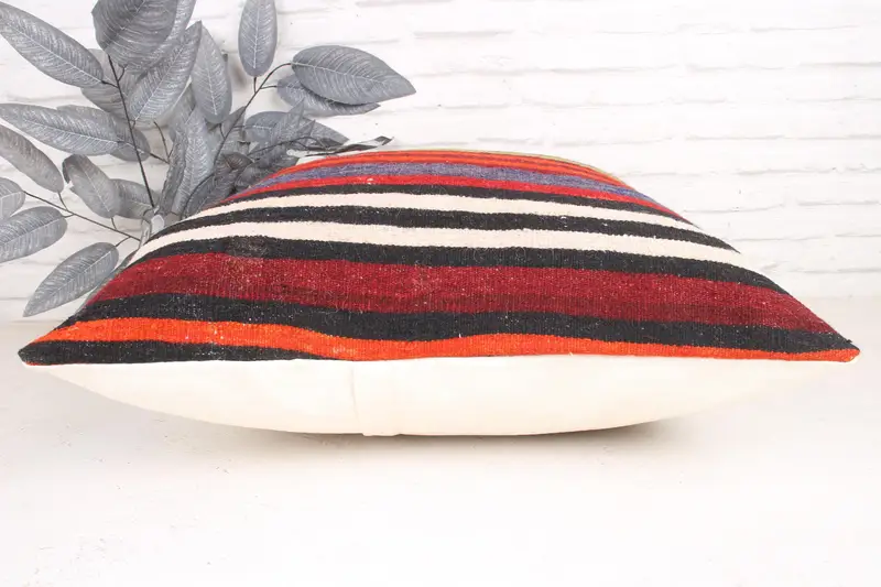 Pillow, 24x24 Red Cushion Case, Tribal Pillow Case, Pillow for Couch, Throw Kilim Pillow, Kilim Pillow, Handmade Rug Seat Pillow Case - 5