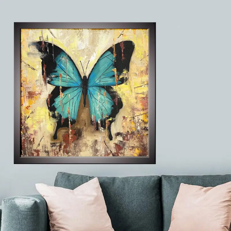 Modern Sarı Soyut Kelebek Baskılı Cam - Zarif Ev Dekorasyonu