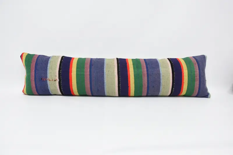 Rectangle Turkish Striped Euro Sham, Blue Seasonal Decor Gift 12x48 inch Cushion Cover - 1