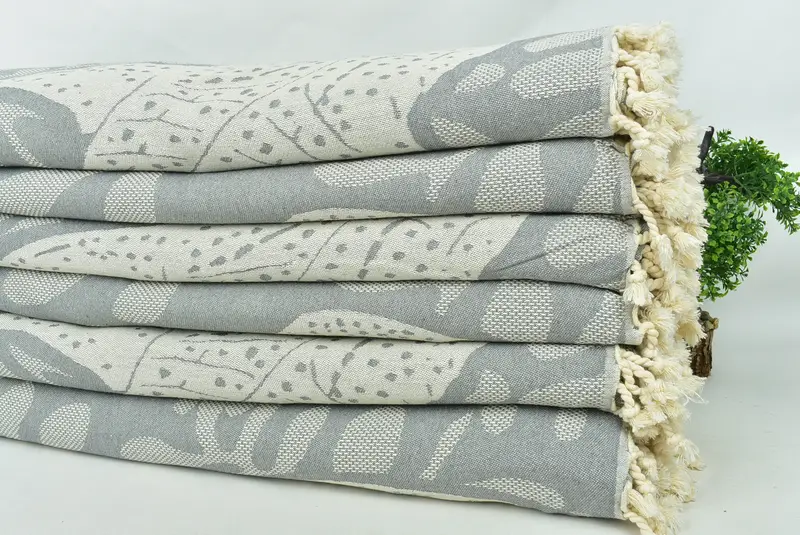 Housewarming Gift, Throw Blanket, 100x92 Cotton Whale Design Towel, Personalized Blanket, Boyfriend Christmas Gift, Turkish Throw Blanket - 5
