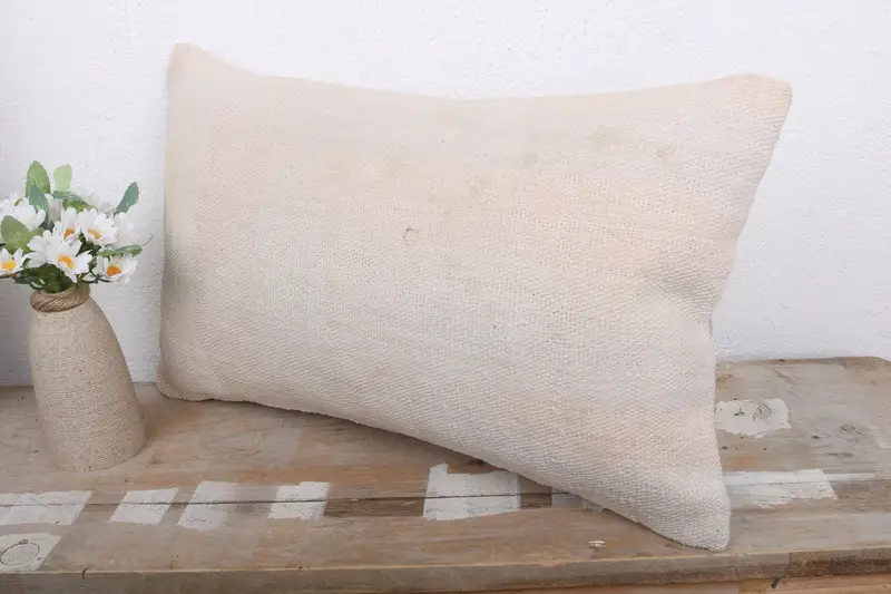 Ethnical Kilim Rug Pillow, Handmade Kilim Cushion, Pillow for Sofa, One Of A Kind Pillow, 12x20 White Pillow Cover, Cushion Case - 4