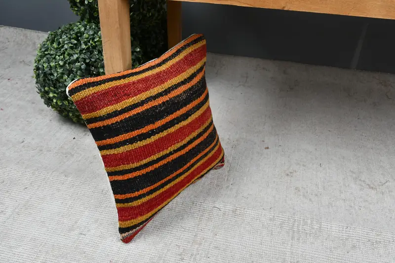 Boho Pillow, Pillow Case, 12x12 Red Cushion, Aztec Pillow Cover, Interior Designer Pillow, Turkish Kilim Pillow, Vintage Throw Pillow Case - 7