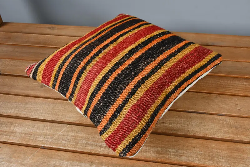 Boho Pillow, Pillow Case, 12x12 Red Cushion, Aztec Pillow Cover, Interior Designer Pillow, Turkish Kilim Pillow, Vintage Throw Pillow Case - 2
