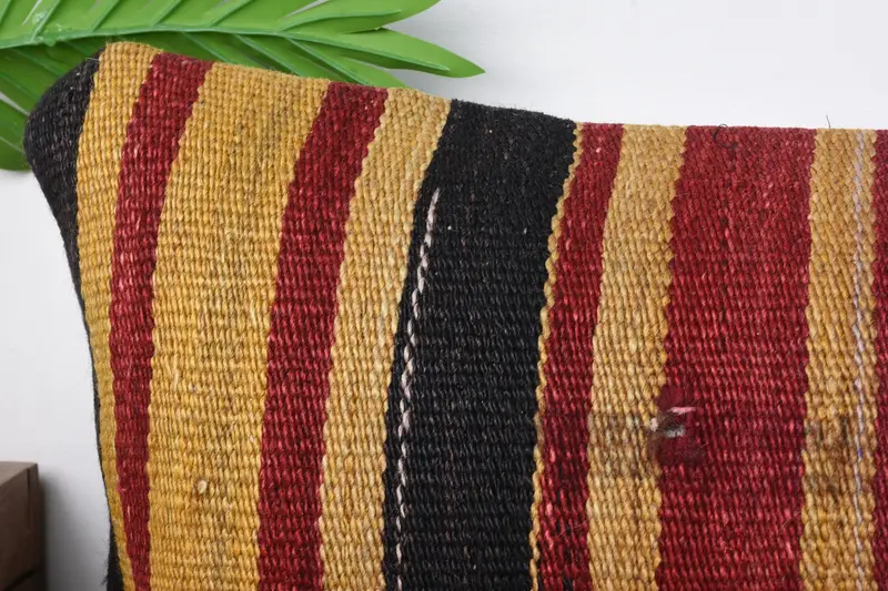 Pillow Cover, Bench Cushion, 12x24 Yellow Pillow, Pet Cushion Cover, Throw Kilim Pillow, Turkish Pillow, Kilim Pillow Cover, Pet Pillow Case - 2