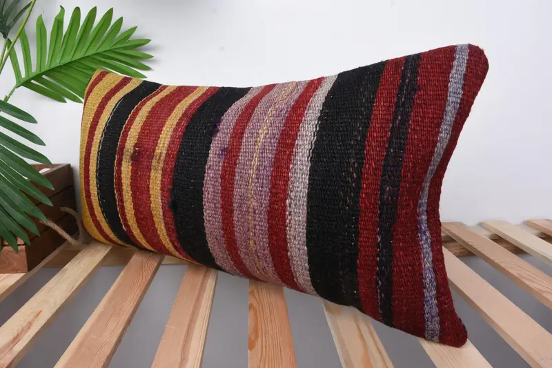 Pillow Cover, Bench Cushion, 12x24 Yellow Pillow, Pet Cushion Cover, Throw Kilim Pillow, Turkish Pillow, Kilim Pillow Cover, Pet Pillow Case - 4
