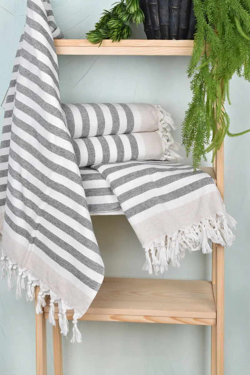 68x40 Cotton Striped Terry Towel, Travel towel, Organic cotton Turkish peshtemal towel, Quick-Dry Beach Towel, Quick-dry towel, Gift Boxes Towel - 6