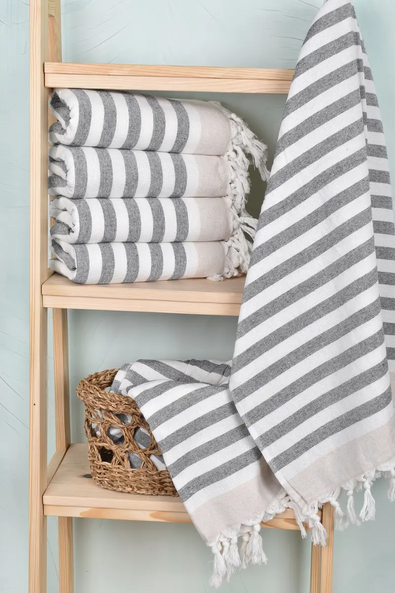 68x40 Cotton Striped Terry Towel, Travel towel, Organic cotton Turkish peshtemal towel, Quick-Dry Beach Towel, Quick-dry towel, Gift Boxes Towel - 3