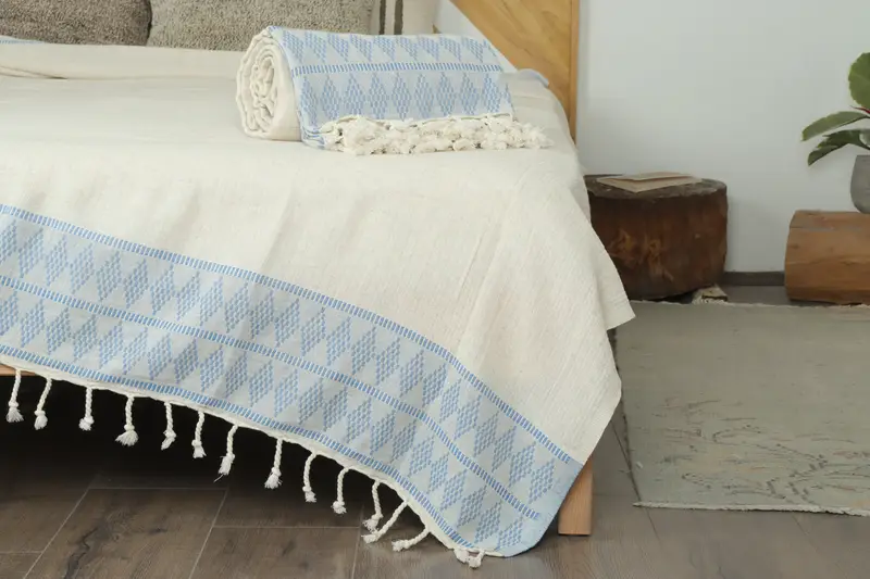 Personalized Gift For Her, 100x88 Cotton Kilim Design Towel, Boho Throw Blankets, Monogram Blanket, Shower Curtain, Turkish Beach Blanket, Bedspread - 7