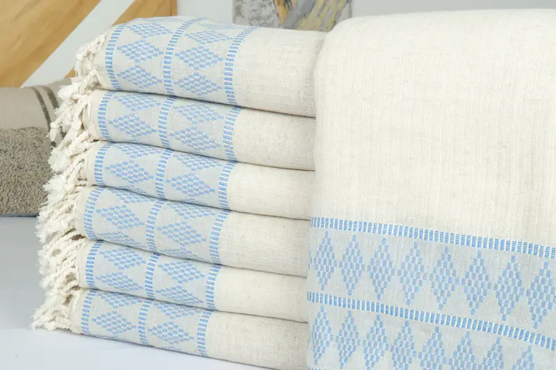 Personalized Gift For Her, 100x88 Cotton Kilim Design Towel, Boho Throw Blankets, Monogram Blanket, Shower Curtain, Turkish Beach Blanket, Bedspread - 2