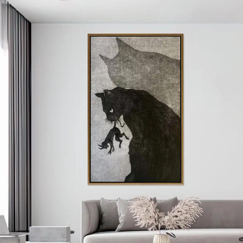 Modern Black Cat Canvas: Elevate Your Man Cave with Art