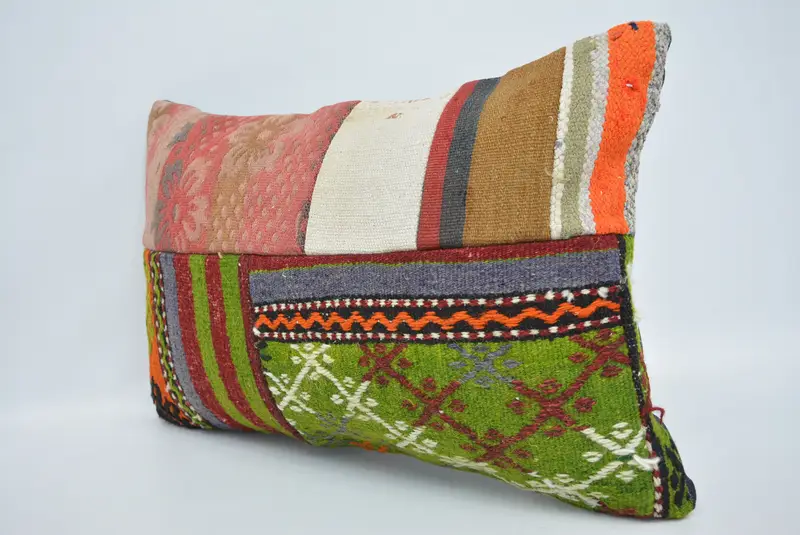 Toss Cushion Cover, Cushion Case, Turkish Kilim Pillow, Throw Kilim Pillow, 16x24 Green Cushion Case, Vintage Kilim Pillow, Ikat Pillow Case - 4