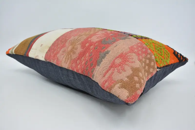 Toss Cushion Cover, Cushion Case, Turkish Kilim Pillow, Throw Kilim Pillow, 16x24 Green Cushion Case, Vintage Kilim Pillow, Ikat Pillow Case - 6